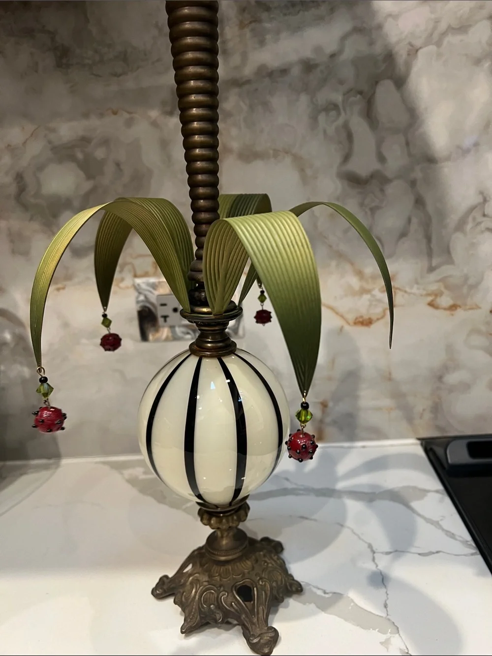 Mollie Woods Harlequin Blown Glass & Metal Candle Stick